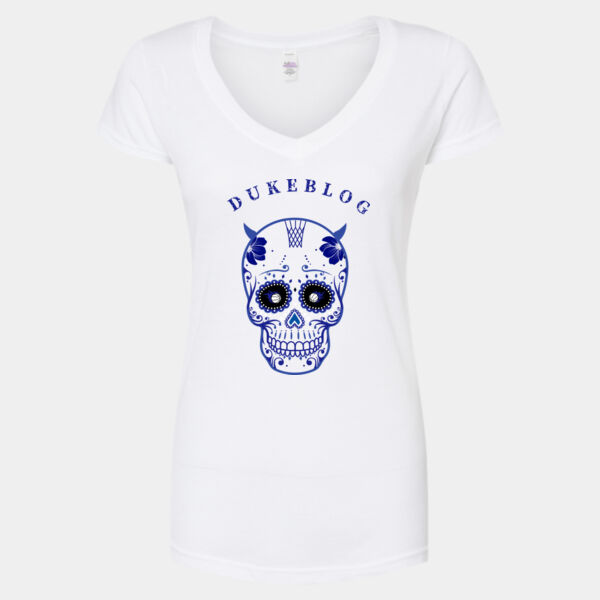 Crystal Skull Design Light - Women's Poly-Rich V-Neck T-Shirt Thumbnail
