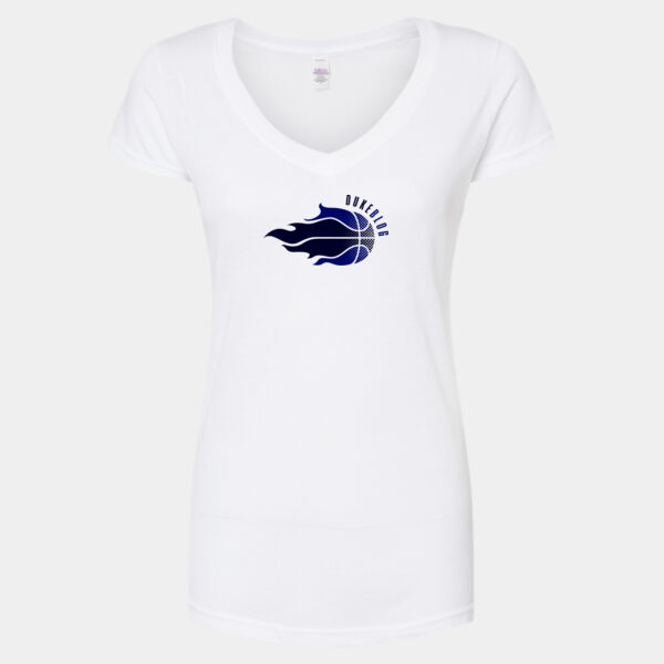 Logo w/QR - Women's Poly-Rich V-Neck T-Shirt Thumbnail